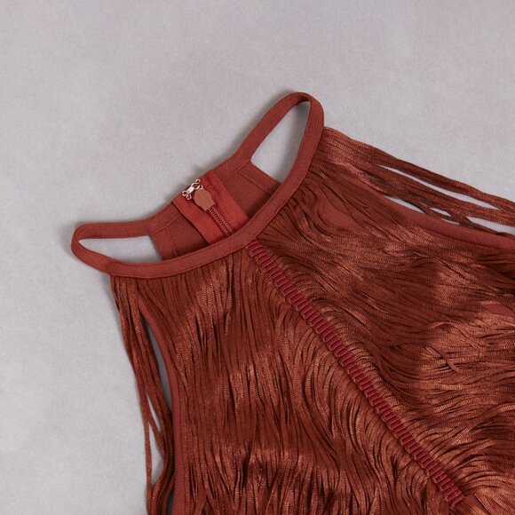 ✨ STUNNING! Bronze Iridescent Fringe Bodycon Dress - Picture 7 of 13